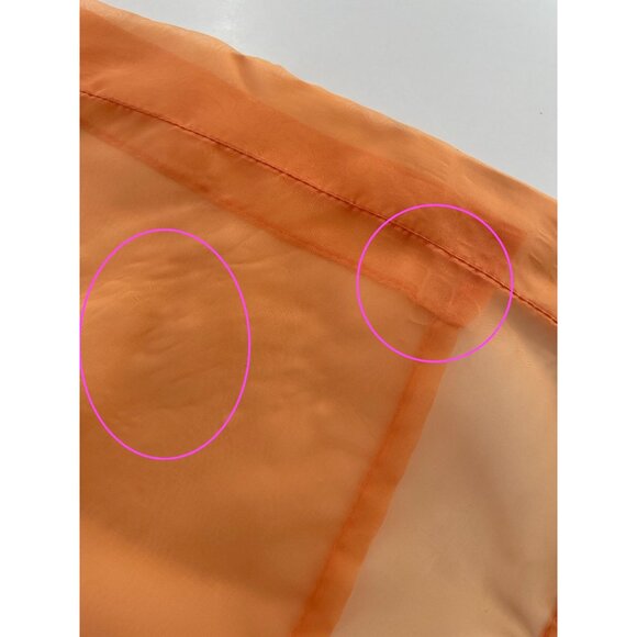 Vintage 70s curtains, orange sheer ruffled panels with cream lace, as a pair - Picture 9 of 10